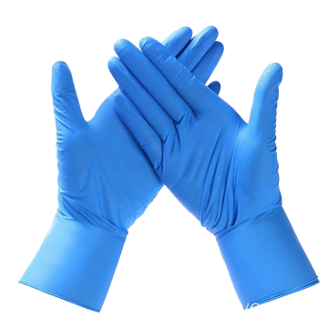 Tek kullanımlık mavi tıbbi muayene nitril eldivenleri